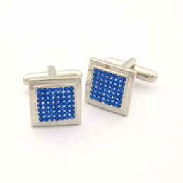 Gemelos Cuadrados De Titanio Con Diamantes Azules