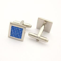 Gemelos Cuadrados De Titanio Con Diamantes Azules