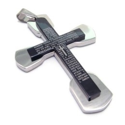 Colgante De Cruz Bíblica De Titanio Negro Para Hombre - Cadena Gratis