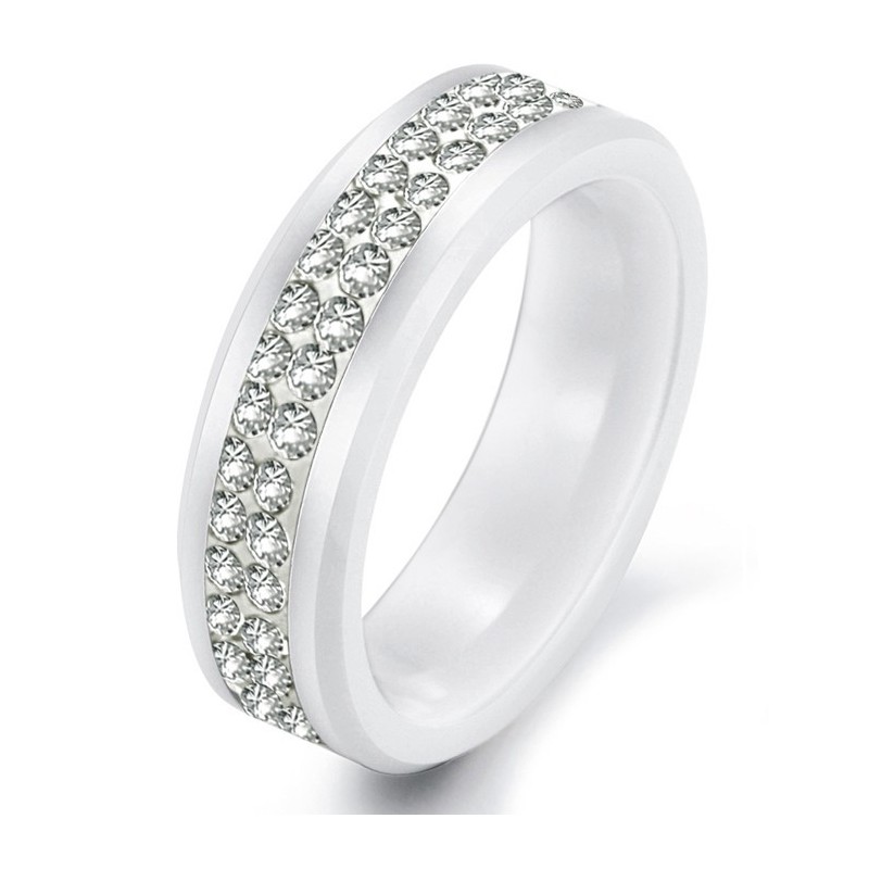 Anillo De Cerámica De Tungsteno Con Diamantes De Imitación, La Reina De La Calidad