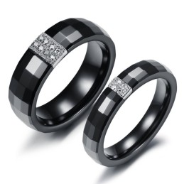 Anillo De Cerámica De Tungsteno Con Rombos Fácil De Usar Para Parejas