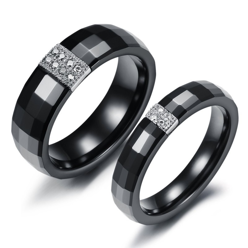 Anillo De Cerámica De Tungsteno Con Rombos Fácil De Usar Para Parejas