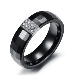 Anillo De Cerámica De Tungsteno Con Rombos Fácil De Usar Para Parejas