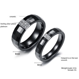 Anillo De Cerámica De Tungsteno Con Rombos Fácil De Usar Para Parejas