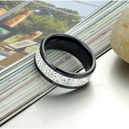 Anillo De Cerámica De Tungsteno Negro De Excelente Calidad Con Diamantes De Imitación.