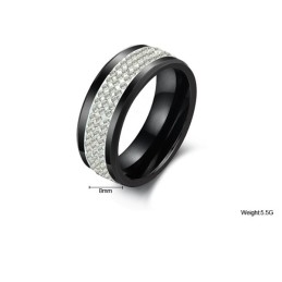 Anillo De Cerámica De Tungsteno Negro De Excelente Calidad Con Diamantes De Imitación.
