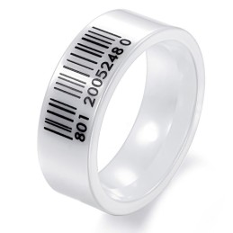 Anillo De Cerámica De Tungsteno Con Código De Barras Blanco De La Reina De La Calidad