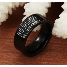 Anillo De Cerámica De Tungsteno Con Código De Barras Negro De Renombre Mundial