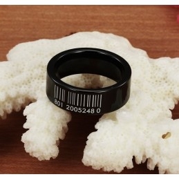 Anillo De Cerámica De Tungsteno Con Código De Barras Negro De Renombre Mundial