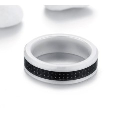 Anillo De Cerámica De Tungsteno Y Fibra De Carbono Negra De Calidad Confiable