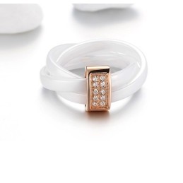 Anillo De Cerámica De Tungsteno Tricíclico De Calidad Estable Con Diamantes De Imitación