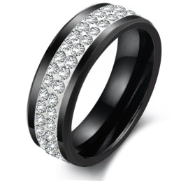 Anillo De Cerámica De Tungsteno Negro Con Diamantes De Imitación Y Rendimiento Confiable