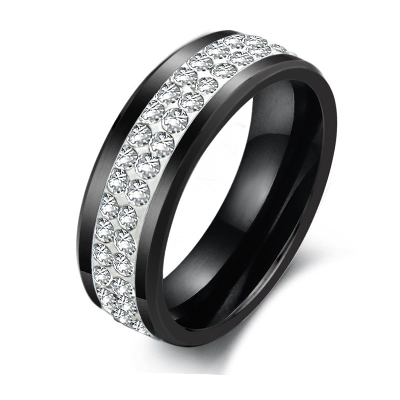 Anillo De Cerámica De Tungsteno Negro Con Diamantes De Imitación Y Rendimiento Confiable