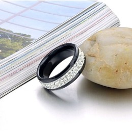 Anillo De Cerámica De Tungsteno Negro Con Diamantes De Imitación Y Rendimiento Confiable