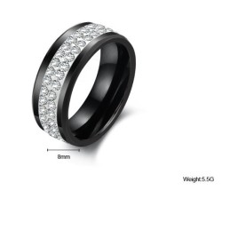 Anillo De Cerámica De Tungsteno Negro Con Diamantes De Imitación Y Rendimiento Confiable