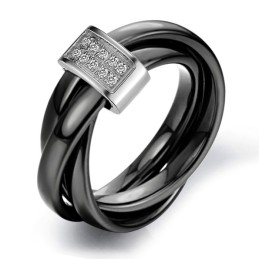 Anillo De Cerámica De Tungsteno Negro Con Diamantes De Imitación De Renombre Mundial