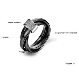 Anillo De Cerámica De Tungsteno Negro Con Diamantes De Imitación De Renombre Mundial