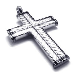 Colgante De Titanio Con Veta Cruzada Para Hombre - Cadena Gratuita