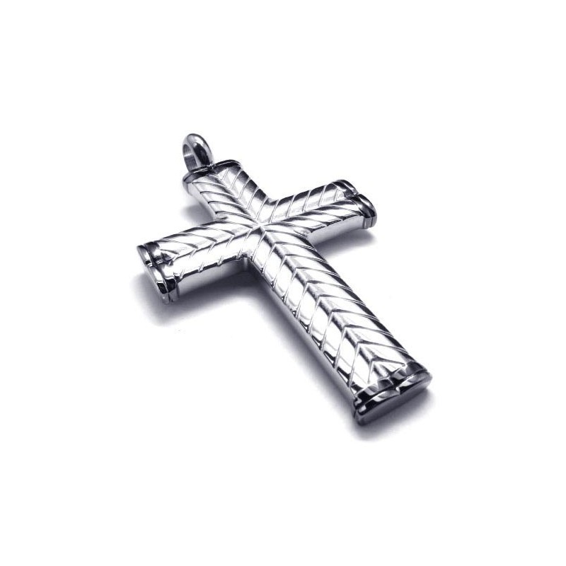 Colgante De Titanio Con Veta Cruzada Para Hombre - Cadena Gratuita Colgante De Titanio Con Veta Cruzada Para Hombre - Cadena Gratuita