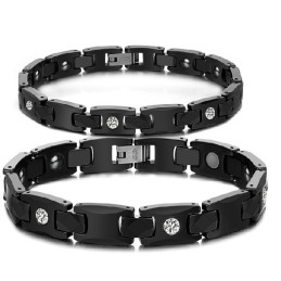 Brazalete De Cerámica De Tungsteno Negro De Alta Calidad Con Diamantes De Imitación Para Amantes.