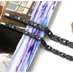 Brazalete De Cerámica De Tungsteno Negro De Alta Calidad Con Diamantes De Imitación Para Amantes.