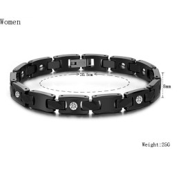 Brazalete De Cerámica De Tungsteno Negro De Alta Calidad Con Diamantes De Imitación Para Amantes.