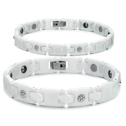 Brazalete De Cerámica De Tungsteno Blanco De Alta Calidad Para Amantes Con Diamantes De Imitación.