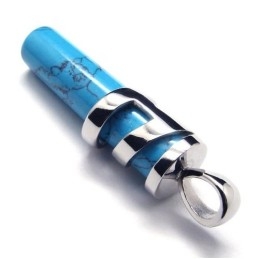 Colgante De Titanio Con Cornalina Azul De Moda - Cadena Libre