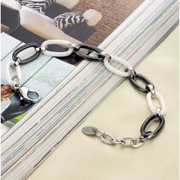 Pulsera Femenina De Cerámica De Tungsteno En Blanco Y Negro De Alta Calidad