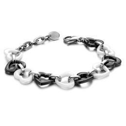 Pulsera De Cerámica De Tungsteno Con Diseño De Corazón, Completa En Especificaciones