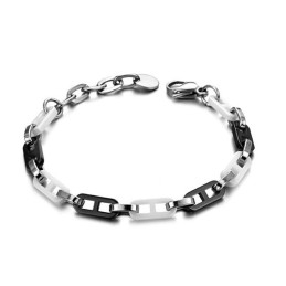 Pulsera Femenina De Cerámica De Tungsteno En Blanco Y Negro De Alta Calidad