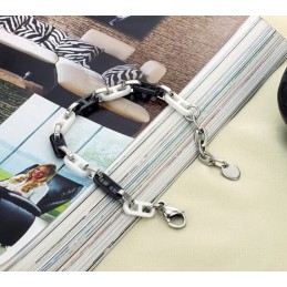 Pulsera Femenina De Cerámica De Tungsteno En Blanco Y Negro De Alta Calidad