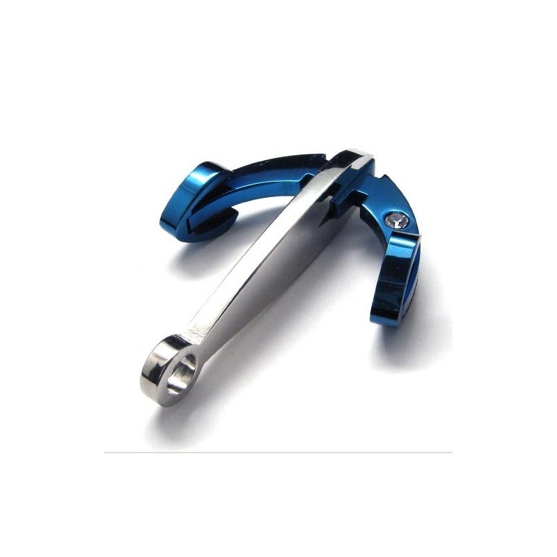 Colgante De Titanio Con Ancla Azul De Moda - Cadena Gratuita Colgante De Titanio Con Ancla Azul De Moda - Cadena Gratuita