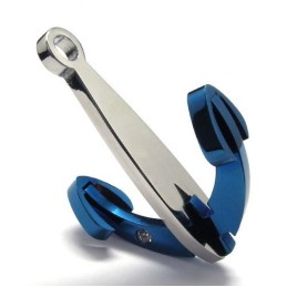 Colgante De Titanio Con Ancla Azul De Moda - Cadena Gratuita