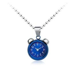 Colgante De Titanio Con Diseño De Reloj Despertador Azul Para Hombre (Cadena Gratis)