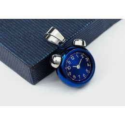 Colgante De Titanio Con Diseño De Reloj Despertador Azul Para Hombre (Cadena Gratis)