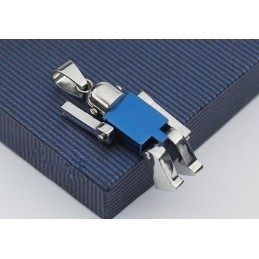Lindo Colgante De Titanio Azul Con Forma De Robot Para Hombre (Cadena Gratis)