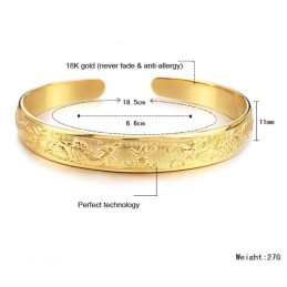 Brazalete Femenino De Alta Calidad Chapado En Oro De 18 Quilates