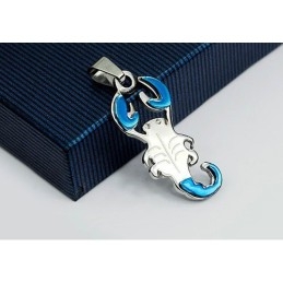 Colgante De Titanio Azul Para Hombre Con Forma De Escorpión (Cadena Gratis)