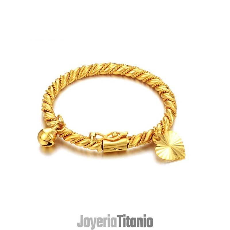 Pulsera Para Niños Chapada En Oro De 18 Quilates Con Campana, Muy Vendida En Todo El Mundo. Pulsera Para Niños Chapada En Oro De 18 Quilates Con Campana, Muy Vendida En Todo El Mundo.
