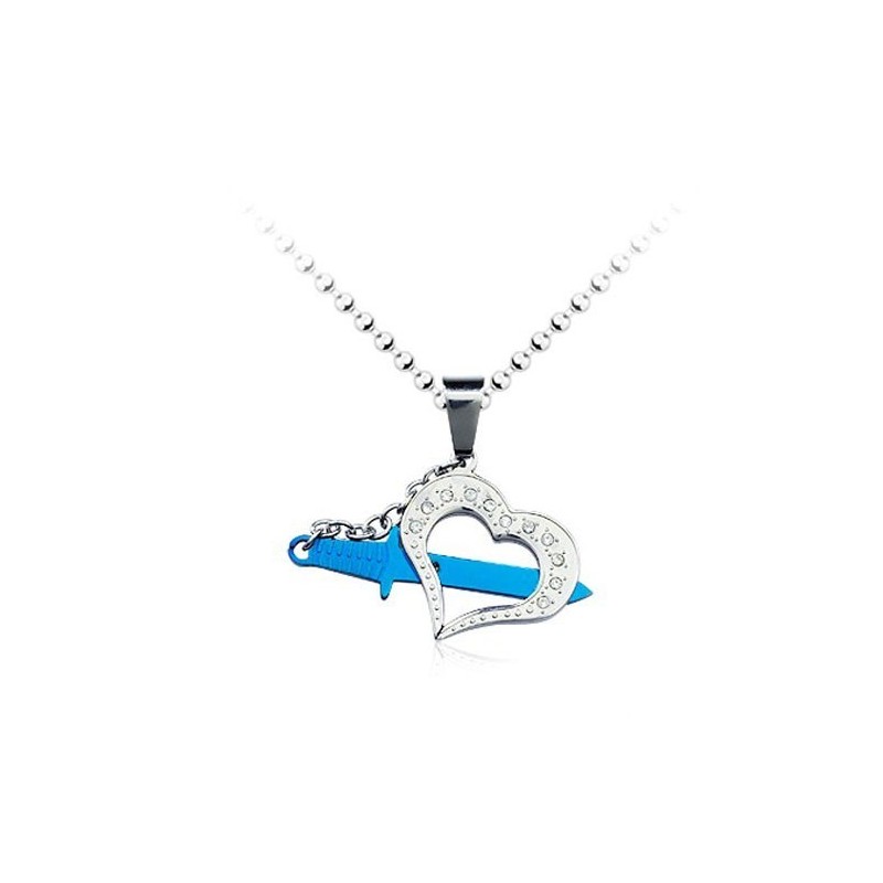 Elegante Colgante De Amor De Titanio Azul Para Hombre (Cadena Gratis) Elegante Colgante De Amor De Titanio Azul Para Hombre (Cadena Gratis)