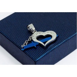 Elegante Colgante De Amor De Titanio Azul Para Hombre (Cadena Gratis)