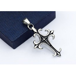 Elegante Colgante De Cruz De Titanio Negro Para Hombre (Cadena Gratis)