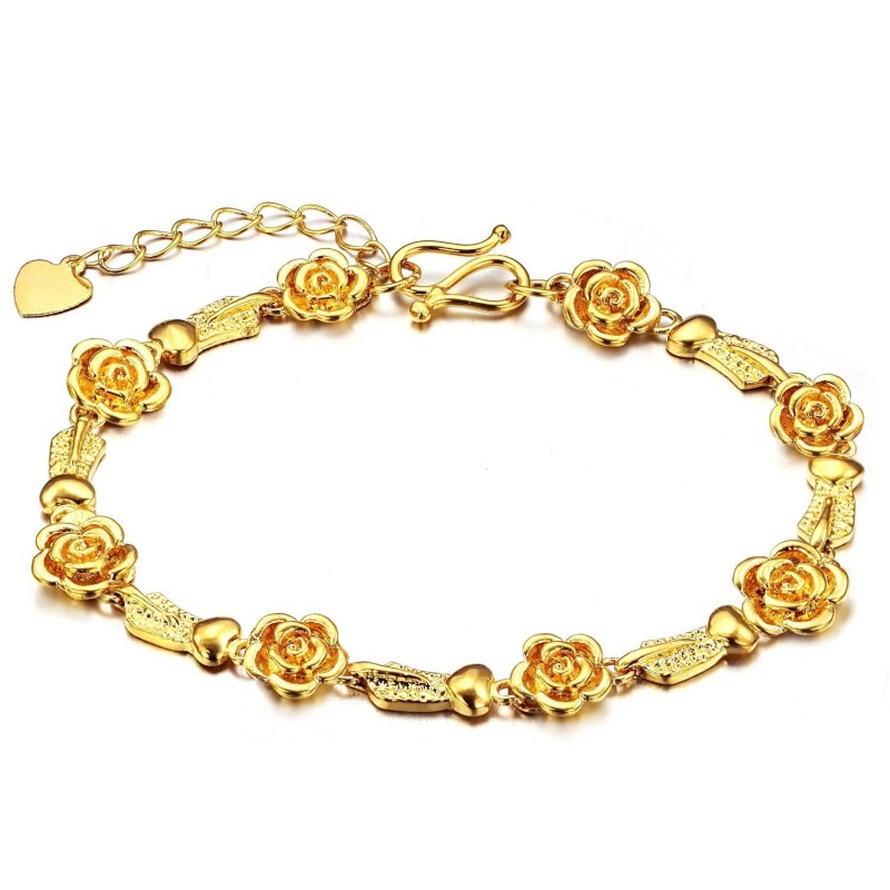 Pulsera Femenina De Alta Calidad Chapada En Oro De 18 Quilates