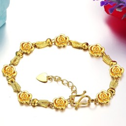 Pulsera Femenina De Alta Calidad Chapada En Oro De 18 Quilates