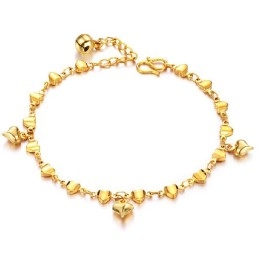 Pulsera De Corazón Para Mujer, Chapada En Oro De 18 Quilates, De Calidad Estable