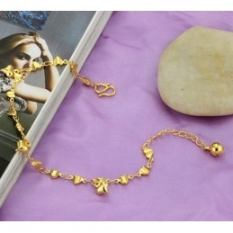 Pulsera De Corazón Para Mujer, Chapada En Oro De 18 Quilates, De Calidad Estable