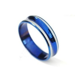 Colgante Anular De Titanio Azul Sencillo Para Hombre (Cadena Gratis)