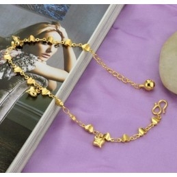 Pulsera De Corazón Para Mujer, Chapada En Oro De 18 Quilates, De Calidad Estable
