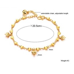 Pulsera De Corazón Para Mujer, Chapada En Oro De 18 Quilates, De Calidad Estable